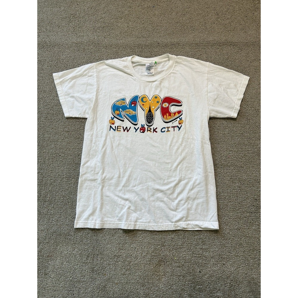 Vintage 90s Y2K Art Image NYC New York City Iconography T Shirt Men's M Delta